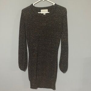 Paper crane black glitter knitted shirt dress